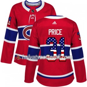 Naisten NHL Montreal Canadiens Pelipaita Carey Price 31 Adidas 2017-2018 Punainen USA Flag Fashion Authentic